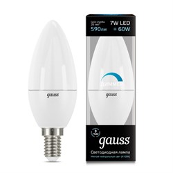 Лампа Gauss Свеча 7W 590lm 4100К Е14 диммируемая LED 1/10/100 103101207-D - фото 17487