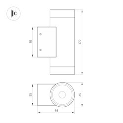 Светильник LGD-RAY-WALL-TWIN-R65-2x9W Warm3000 (GR, 23 deg, 230V) (Arlight, IP65 Металл, 3 года) 038154(1) - фото 174958