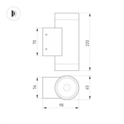 Светильник LGD-RAY-WALL-TWIN-R65-2x12W Warm3000 (GR, 6 deg, 230V) (Arlight, IP65 Металл, 3 года) 044231(1) - фото 174968