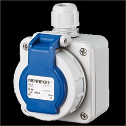 Розетка SCHUKO голубой 2P+E 16A 230B IP68 MENNEKES 10863 - фото 17854