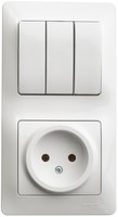GLOSSA БЛОК: РОЗЕТКА + 3кл. ВЫКЛЮЧАТЕЛЬ БЕЛЫЙ Schneider Electric GSL000176 - фото 17949