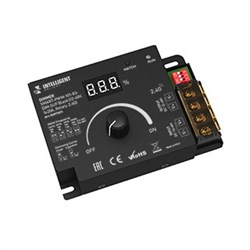 INTELLIGENT ARLIGHT Диммер SMART-PWM-101-83-DIM-SUF Black (12-48V, 1x20A, Rotary, 2.4G) (IARL, IP20 Металл, 5 лет) 028174(1) - фото 182174