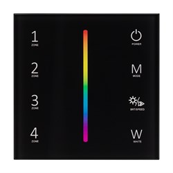 Панель Sens SMART-P30-RGBW Black (230V, 4 зоны, 2.4G) (Arlight, IP20 Пластик, 5 лет) 027104-1 - фото 182280
