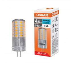 Лампа светодиодная капсула Osram LSPIN 4,5W/865 170-250V CL G4 4099854323416 - фото 183455