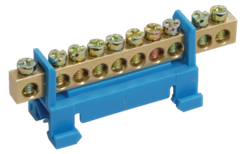 Шина "ноль" с DIN-изолятором "Стойка" ШНИ-6х9-10-С-С (1 изолятор, 10 отв.)  ИЭК YNN10-69-10P-K07 - фото 18366