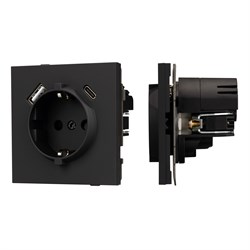 Механизм розетки с USB зарядкой SCT-TENDO-MUAC-SFPL-BK (230V, 16A) (Arlight, -) 054607