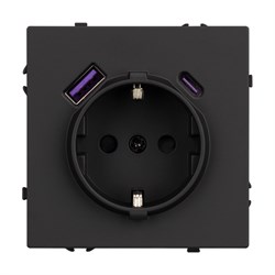 Механизм розетки с USB зарядкой SCT-NOBE-MUAC-SFPL-BK (230V, 16A) (Arlight, -) 054285
