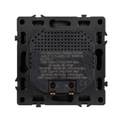 Механизм розетки с быстрой USB зарядкой SCT-NOBE-MUAC-SFPL-FC-GR (65W, QC3) (Arlight, -) 054319