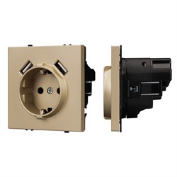 Механизм розетки с USB зарядкой SCT-NOBE-MUAA-SFPL-GD (230V, 16A) (Arlight, -) 054290