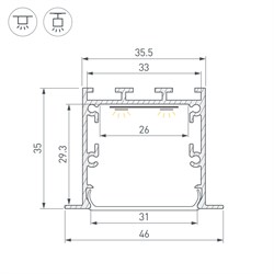 Профиль LINIA49-F-M-2500 WHITE (Arlight, Алюминий) 059365