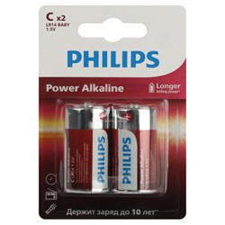 Батарейки PHILIPS Power Alkaline LR14P2B/51 LR14 BL2(блистер 2шт) 20066-1