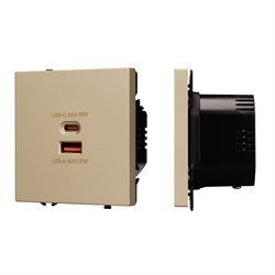 Механизм розетки с быстрой USB зарядкой SCT-NOBE-MUAC-SFPL-FC-GD (65W, QC3) (Arlight, -) 054318
