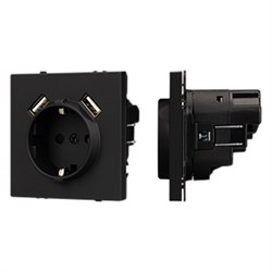 Механизм розетки с USB зарядкой SCT-NOBE-MUAA-SFPL-BK (230V, 16A) (Arlight, -) 054289