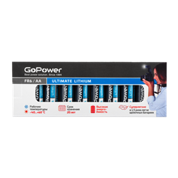 Батарейка GoPower FR6 AA BOX10 Lithium 1.5V (10/400)(в упаковке 10шт) 00-00024456