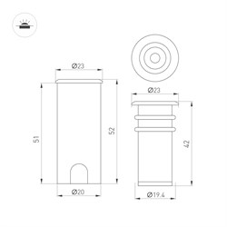 Светильник ART-PELURU-GROUND-R23-1W Warm2700 (SL, 30 deg, 24V) (Arlight, IP67 Металл, 3 года) 057841