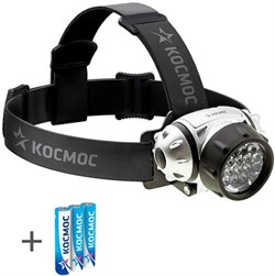 Фонарь налобный КОСМОС H14-LED,  светодиодный, батарейки входят в комплект, 75 х 65 х 55, 3хLR03(AAA) KOC-H14-LED