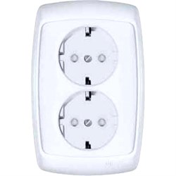 РОНДО Розетка двойная скрытая белая с заземлением и шторками 16А 250В RS16-226-BI - фото 20700