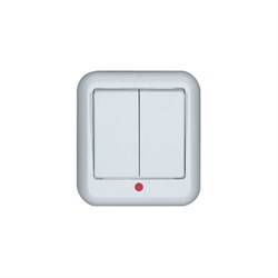 Выключатель ПРИМА наружный двухклавишный с монтажной пластиной белый (A56-007M-B) A56-007M-B - фото 20750