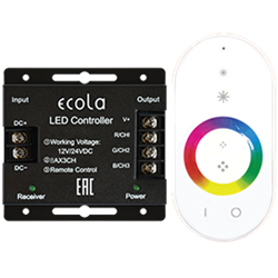 Ecola LED strip RGB RF controller 24A 288W 12V (576W 24V) с кольцевым сенсорным белым радиопультом RFC24WESB - фото 21422