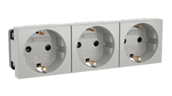 VIVA Розетка силовая с заземлением тройная серая 45023 - фото 21778