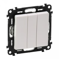 Выключатель трехклавишный 10АХ 250В с лицевой панелью Винтовые зажимы Белый (752403) Valena LIFE  752403 - фото 21817