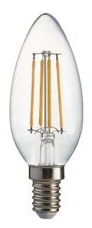 Свеча Ecola candle   LED Premium  6,0W  220V E14 2700K 360° filament прозр. нитевидная   (Ra 80, 100 Lm/W, КП=0) 96х37 N4QW60ELC - фото 21848