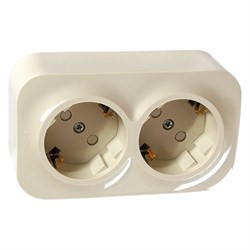 Quteo Розетка двойная с заземлением со шторками наружная бежевая (782253) 782253 - фото 21959