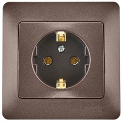 GLOSSA Розетка с заземлением шоколад в сборе GSL000842 - фото 21985
