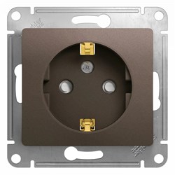 GLOSSA Розетка с заземлением со шторками шоколад в рамку GSL000845 - фото 21986