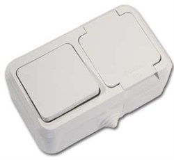 Выключатель 1кл + розетка (з; крышка) накладная Мakel Nemli Yer 18350 - фото 23008