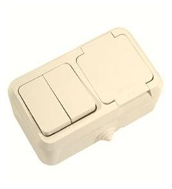 Выключатель 2кл + розетка (з; крышка) накладная крем Мakel Nemli Yer 18251 - фото 23010