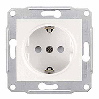 Sedna Розетка с заземлением со шторками в рамку белая SDN3000121 - фото 23122
