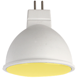Ecola MR16   LED color  7,0W  220V GU5.3 Yellow Желтый матовое стекло (композит) 47х50 M2TY70ELC - фото 23439