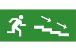 Эвакуационный знак ЭП12 По лестнице вниз направо 140x280 мм ЭП12 140280 - фото 23565