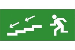 Эвакуационный знак ЭП13 По лестнице вниз налево 140x280 мм ЭП13 140280 - фото 23566