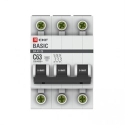 Автоматический выключатель ВА 47-29, 3P 25А (C) 4,5кА EKF Basic mcb4729-3-25C - фото 24160