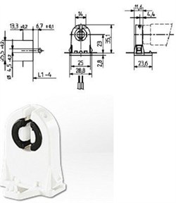 Патрон BJB G13 сквозной, со стопором, высота оси лампы 23мм (аналог VS 109330) 26.290.1011.50 - фото 25659