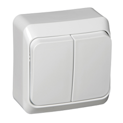 Этюд Выключатель двухклавишный О/У  белый ВА10-002В - фото 25993