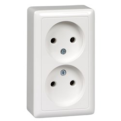 Двойная розетка ХИТ 16А 250В без заземления накладная белая RA16-237-B  RA16-237-B - фото 25997