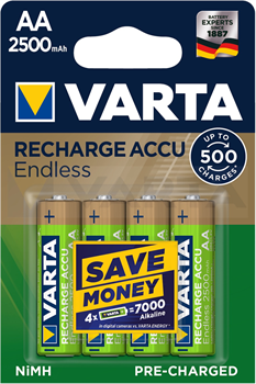Аккумуляторы ПРЕДЗАРЯЖЕННЫЕ VARTA ENDLESS ENERGY AA 2500mAh бл. 4 4008496928255 - фото 26368