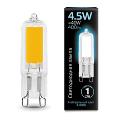 Лампа Gauss G9 AC220-240V 4.5W 400lm 4100K стекло LED 1/10/200 107809204 - фото 26440