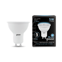 Лампа Gauss MR16 5W 530lm 4100K GU10 LED 1/10/100 101506205 - фото 26505