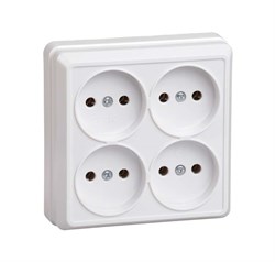 Розетка четырехместная без заземления 10А белая ERO40-K01-10-DC - фото 26858