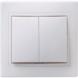 КВАРТА Выключатель двухклавишный скрытый белый в сборе EVK20-K01-10-DM - фото 26873