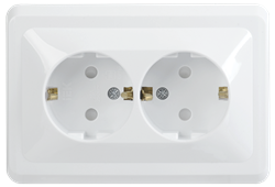 РС12-3-КБ Розетка 2местн. c з/к без защ.штор. 16А КВАРТА (белый)  ИЭК ERK24-K01-16-DM - фото 26960