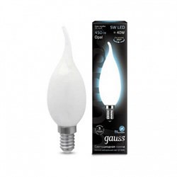 Лампа Gauss Filament Свеча на ветру 5W 450lm 4100К Е14 milky LED 1/10/50 104201205 - фото 27526