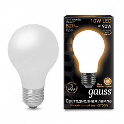 Лампа Gauss Filament А60 10W 820lm 2700К Е27 milky LED 1/10/40 102202110 - фото 27749
