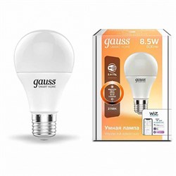 Лампа Gauss Smart Home A60 8,5W 806lm 2700К E27 диммируемая LED 1/10/40 1050112 - фото 27755