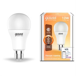 Лампа Gauss Smart Home A60 10W 1055lm 2700К E27 диммируемая LED 1/10/40 1070112 - фото 27777