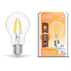 Лампа Gauss Smart Home Filament А60 7W 806lm 2700К E27 диммируемая LED 1/10/40 1200112 - фото 27780